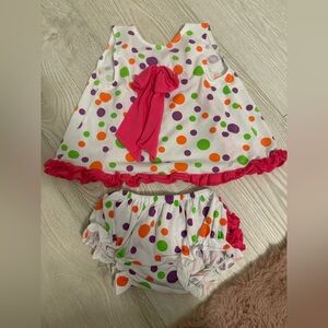 Colorful Polka Dot Baby Girl Skirt and Bloomer Set